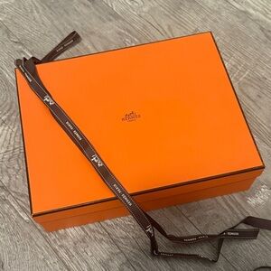 Hermès Orange Box with Brown Ribbon